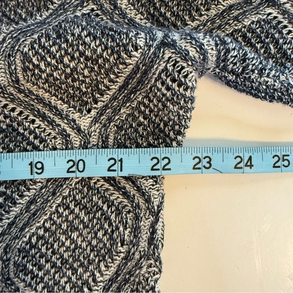 Aeropostale Navy Blue White Open Knit Sweater 3/4 Sleeve Scoop Neck Size Medium - Picture 8 of 9